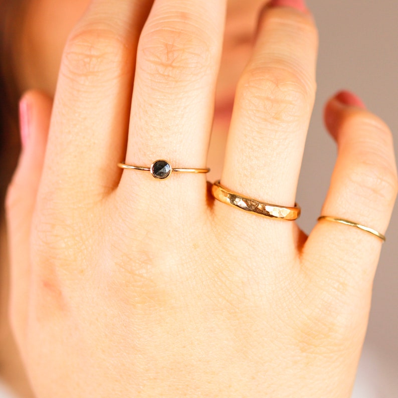 Hammered Gold Wedding Band 14k Solid Yellow Gold Wedding Etsy