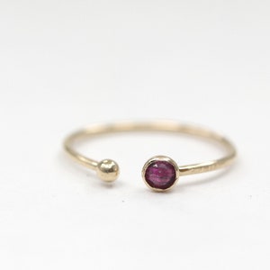 Ruby Ring 14k Gold, Ruby Open Ring, Adjustable Ring, Handmade July Birthstone Ring, Open Cuff Ring, Solid Gold Gemstone Ring Textured Band image 7
