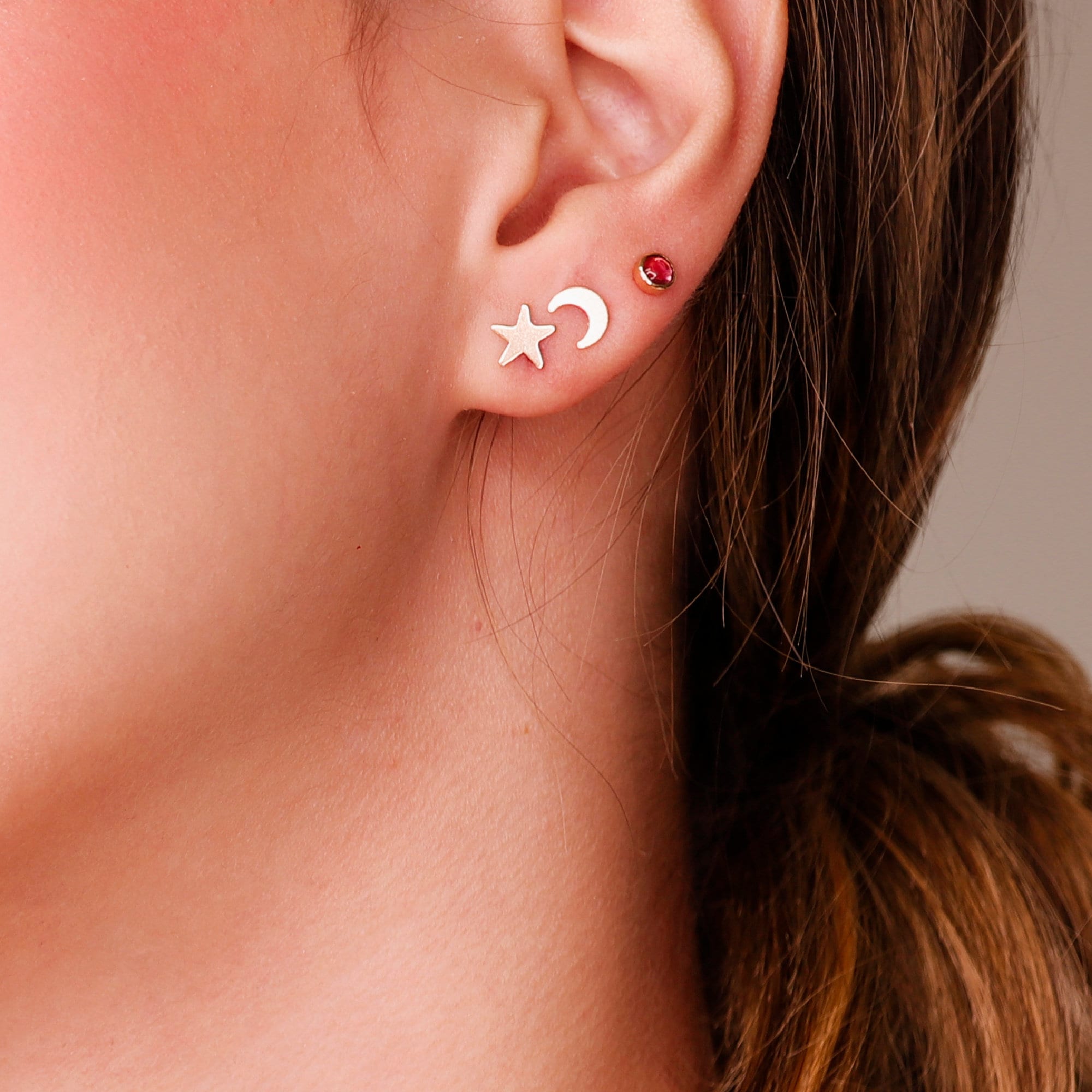 Stud earrings moon and stars discount