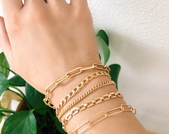 Bold Gold Chain Bracelet, Gold Filled Large Chain Bracelet, Layering Bracelet, Statement Chunky Bracelet, Jewelry Gift For Mom