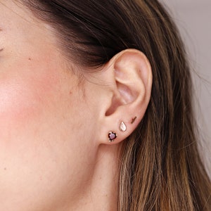 Teardrop Earrings 14k Solid Gold, Dainty Simple Gold Earrings, Everyday Minimalist Handmade Unique Stud Earrings, Best Friend Gift image 10