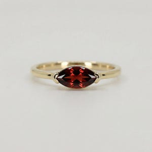 Marquise Garnet Ring 14k Gold, Garnet Engagement Ring, January Birthstone Jewelry, Minimalist Promise Ring Handmade, Red Gemstone Ring