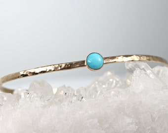 Turquoise Cuff Bracelet, December Birthstone Bracelet, Hammered Gold Filled Cuff Bracelet Gemstone Bangle, Handmade Gemstone Bracelet