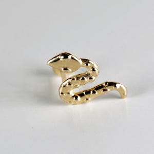 Snake Flat Back Earrings 14k Solid Gold, Serpent Stack Earrings, Internally Threaded Earrings, Tragus Stud Piercing, Gift for Best Friend