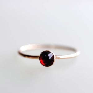Minimalist Garnet Ring Gold Filled, January Birthstone Stacking Ring, Gift for Daughter, Handmade Gemstone Jewelry, Gift For Her