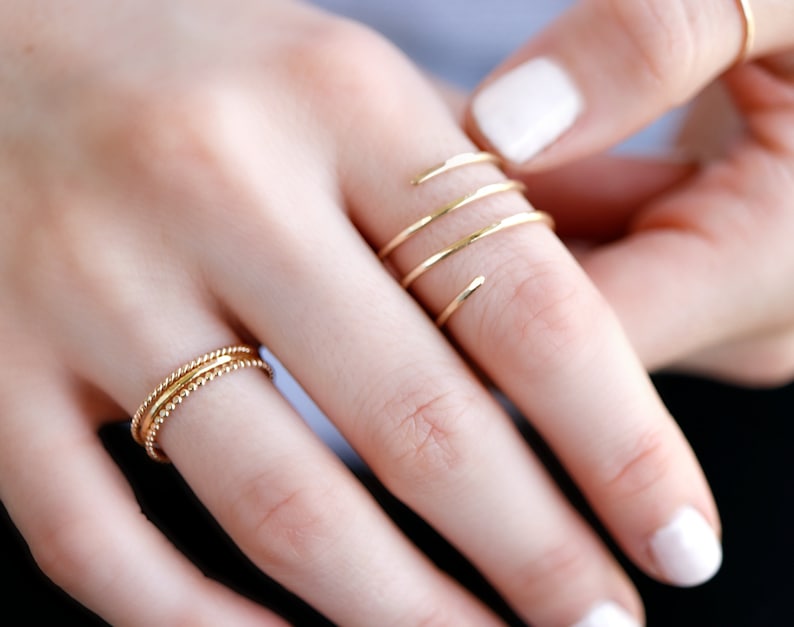 Solid Gold Thin Ring Gold Stacking Rings Simple Gold Ring Etsy
