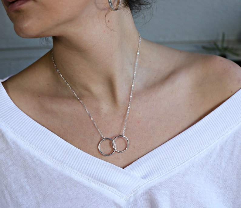 Interlocking Circle Necklace Sterling Silver or Gold Filled, Sister Necklace, Best Friend Necklace, Sister Gift, Soul Sister image 7