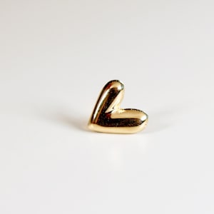 Sweetheart Solid Gold Earrings, Internally Threaded Flat Back Earrings, Heart Piercing Studs, Tragus Stud, Jewelry Gift for Mom