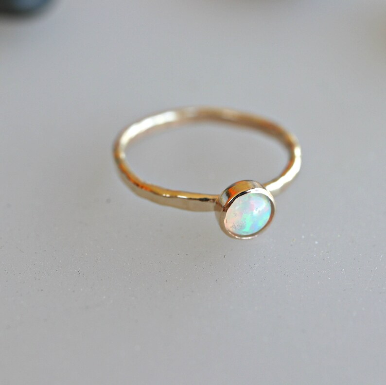14k Gold Opal Ring Opal Engagement Ring October Birthstone | Etsy