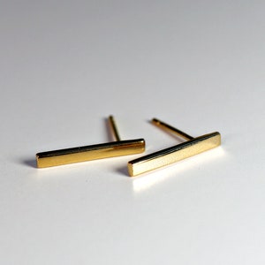 14k Solid Gold Bar Stud Earrings, Gold Bar Earrings, Gold Stick Stud Earrings, Simple Geometric Studs, Minimalist Earrings, Best Friend Gift