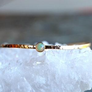 Turquoise Cuff Bracelet, December Birthstone Bracelet, Hammered Gold Filled Cuff Bracelet Gemstone Bangle, Handmade Gemstone Bracelet image 7