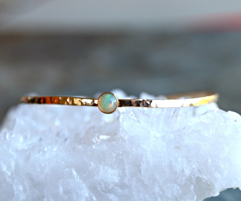 Turquoise Cuff Bracelet, December Birthstone Bracelet, Hammered Gold Filled Cuff Bracelet Gemstone Bangle, Handmade Gemstone Bracelet image 7