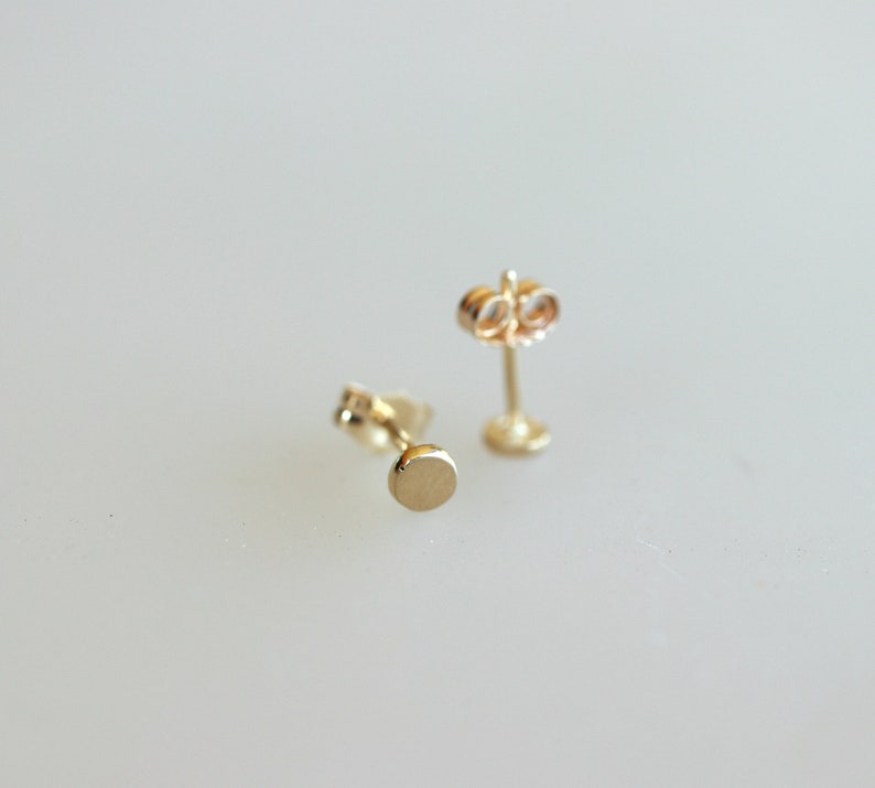 14k Solid Gold Stud Earrings Tiny Stud Earrings Dainty Gold - Etsy