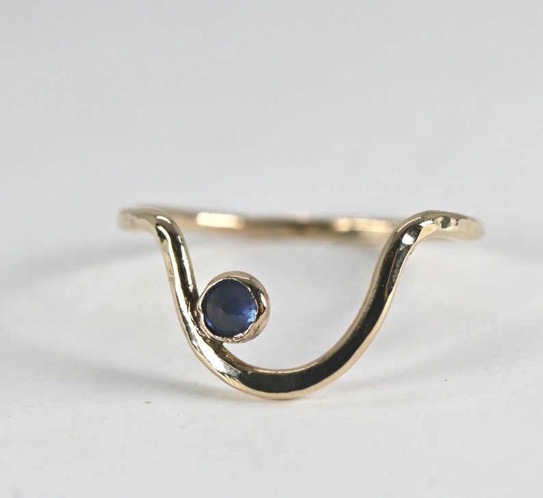 Sapphire Ring Gold Arc Ring Delicate Gold Ring September - Etsy