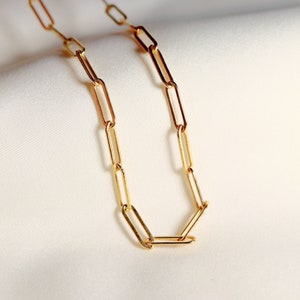 Gold Filled Paperclip Chain Necklace: Rectangle Link, Layering Style