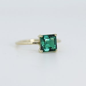 Asscher Cut Emerald Ring 14k Solid Gold, Handmade Art Deco Emerald Engagement Ring, 20th Anniversary Ring, May Birthstone Ring image 1