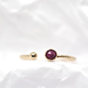 Ruby Ring 14k Gold, Ruby Open Ring, Adjustable Ring, Handmade July ...