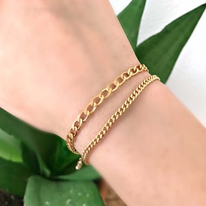Gold Thick Curb Chain Bracelet, Gold Filled Chain Bracelet, Sterling Silver Chain Link Bracelet, Gold Chain Bracelet, Thick Chain Bracelet