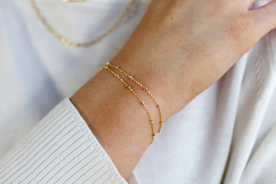 Double Bracelet, Gold Wrap Bracelet, Gold Double Wrap Chain