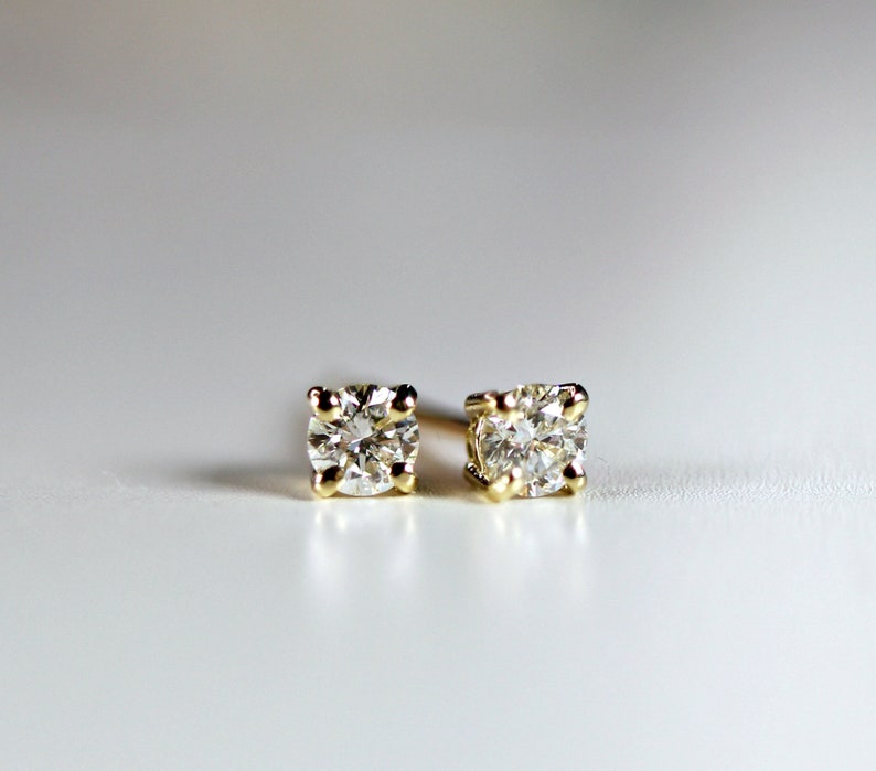 14k Gold Diamond Stud Earrings 0.25 Ct Diamond Earrings Solid - Etsy