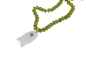 Peridot Rondelle Necklace on Silk, 23" Hand Knotted Strand with Gold Filled Lobster Clasp, August Birthstone