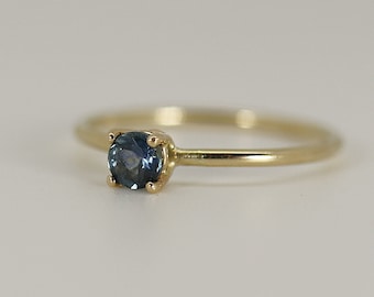 14k Gold Blue Montana Sapphire Ring, Prong Setting Blue Sapphire Solitaire Ring, Statement Ring, Promise Ring, September Birthstone