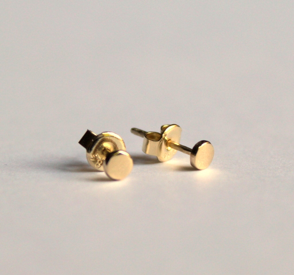 14k Solid Gold Stud Earrings Tiny Stud Earrings Dainty Gold Etsy
