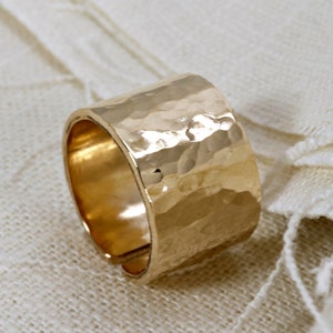 Wide Gold Band Ring Cigar Band Ring Gold Filled Gold - Etsy