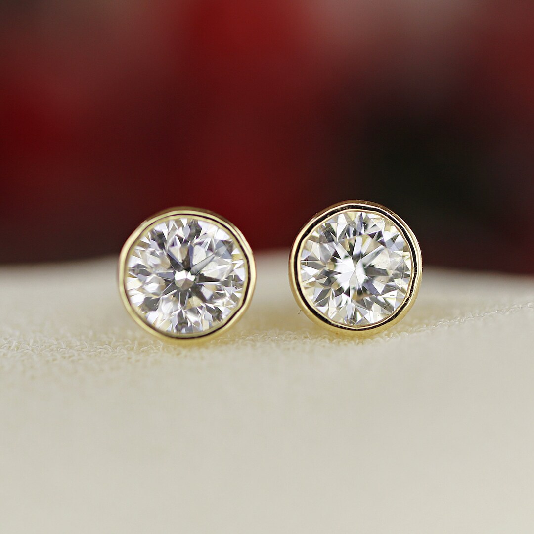 0.50 Ct Diamond Earrings 14k Solid Gold Brilliant Cut Natural - Etsy