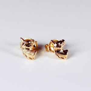 Unicorn Earrings 14k Solid Gold, Single / Pair, Fun Novelty Earrings Solid Gold Unicorn Stud Earrings, Teen Girl Earrings, Daughter Gift