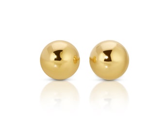 Ball Stud Earrings 14k Solid Gold, 3mm - 4mm Round Ball Earrings Tiny Stud Earrings, Gold Sphere Earrings, Simple Geometric Earrings