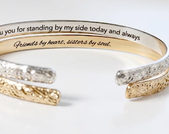 Engraved Bracelet Gold Filled  Open Bangle Bracelet, Custom Hidden Message Open Cuff Gold or Silver Handwriting Gift, Bridesmaids Gift