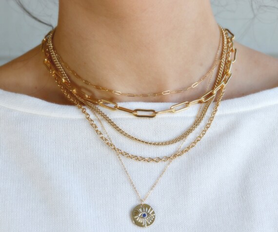 Gold Paperclip Necklace Gold Chain 