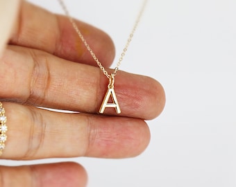 Gold Initial Necklace, 14k Gold Letter Necklace, Personalized  Jewelry Letter Necklace, Name Necklace, Gift for Her, Best Friend Gift