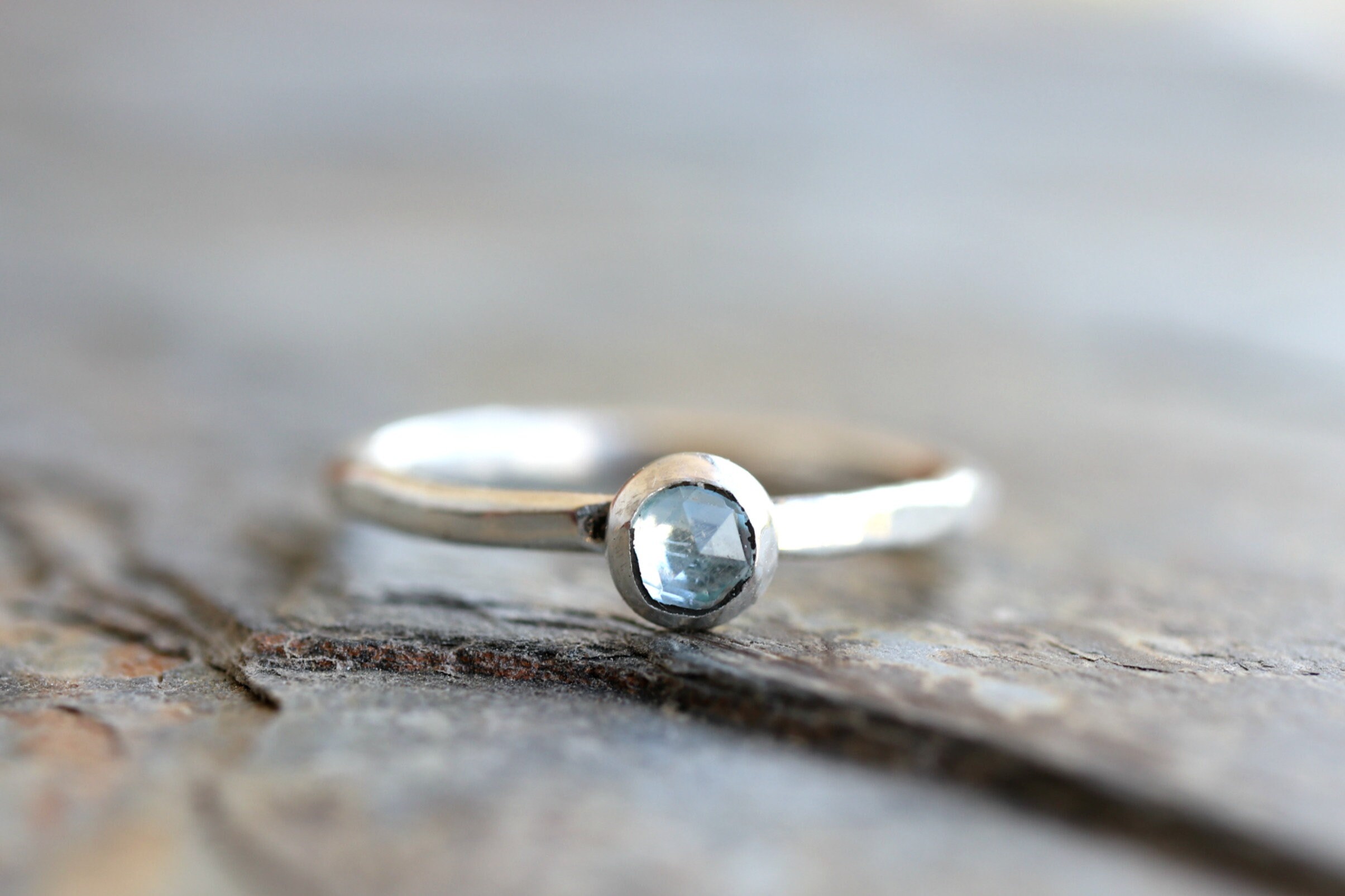Four Stacking Rings Set Sterling Silver Blue Topaz Ring Set, November ...