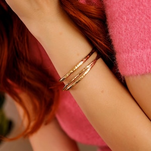 Personalized Gold Cuff Bracelet – Thick Hammered Gold Filled Bangle, Engraved Hidden Message, Open Cuff, Bridesmaid Gift