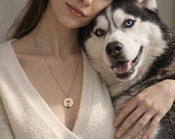 Photo Engraved Necklace Gold Filled, Custom Portrait Coin Necklace, Pet Memorial Jewelry, Family Photo Necklace, Gift for Pet Lover