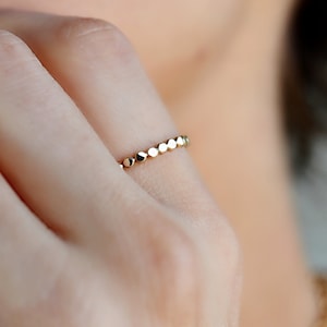 Gold Stacking Ring, Gold Filled Stackable Ring, Gold Dainty Ring, Hammered Bead Ring, Gold Dot Ring, Midi Ring, Minimalist Jewelry