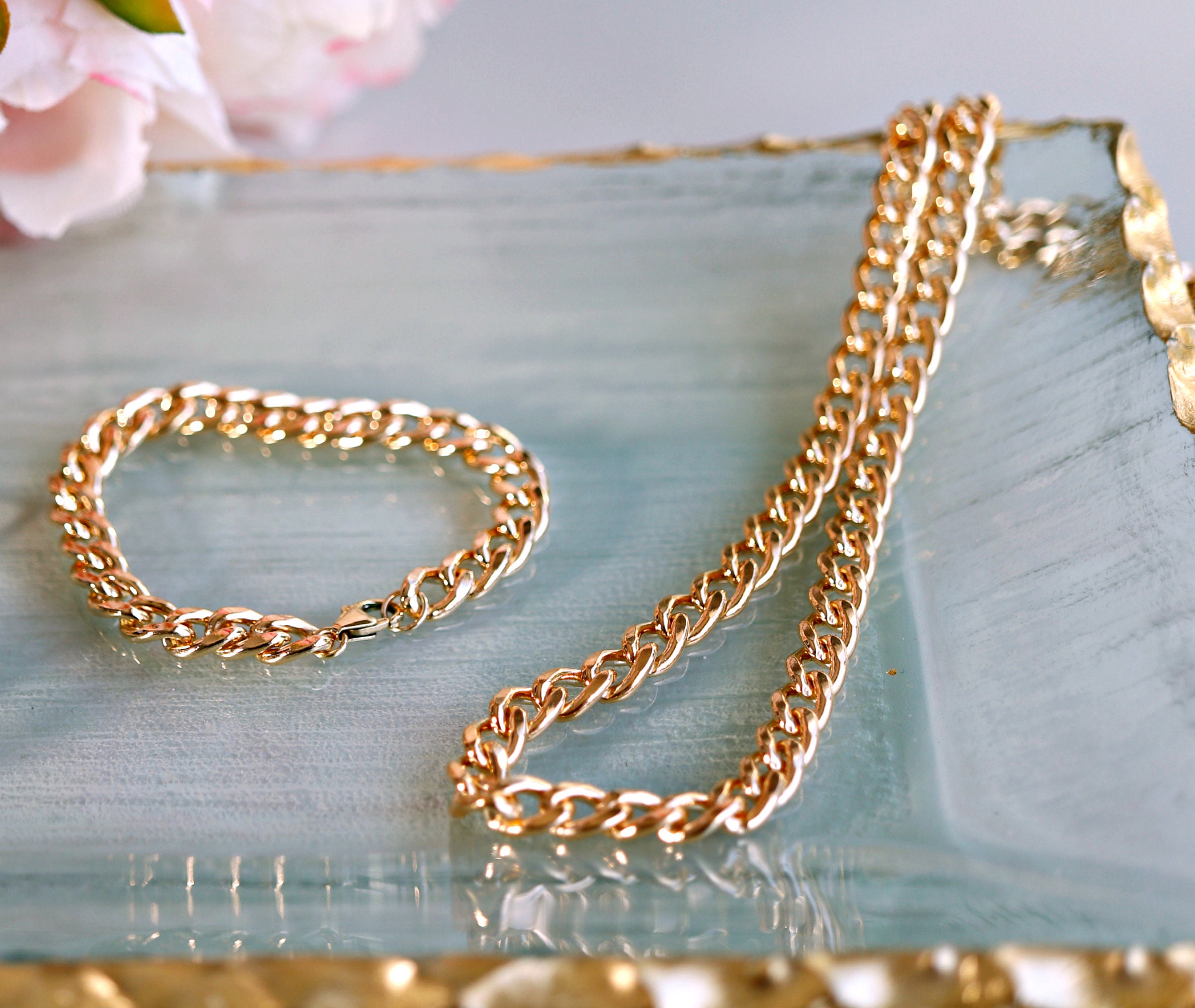 Gold Chunky Chain Necklace Gold Filled Gold Link Chain 