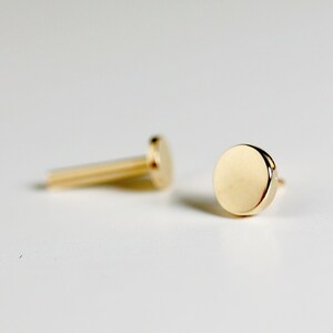 Tiny Gold Circle Cartilage Earrings, 14k Solid Gold Earrings, Internally Threaded Flat Back Earrings, Circle Piercing Stack, Gift For Mom