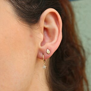 Teardrop Earrings 14k Solid Gold, Dainty Simple Gold Earrings, Everyday Minimalist Handmade Unique Stud Earrings, Best Friend Gift image 4