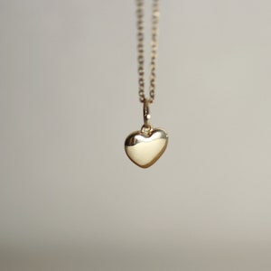 14k Gold Heart Charm or Necklace, Golden Solid Heart Charm, Mini Heart Pendant, Love Jewelry, Heart Jewelry,  Gift for Her, Birthday Gift