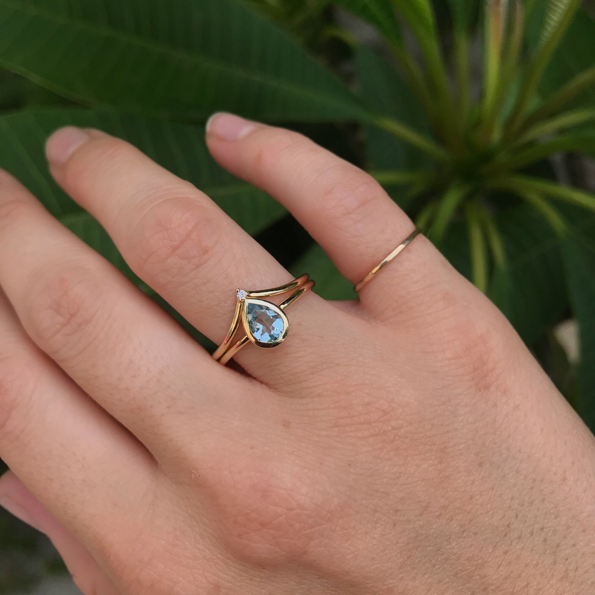 Aquamarine teardrop hotsell ring