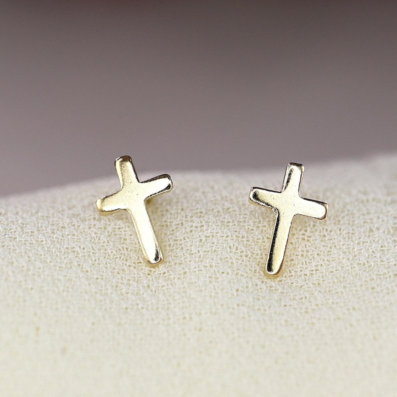 Gold Cross Earrings 14k Solid Gold,