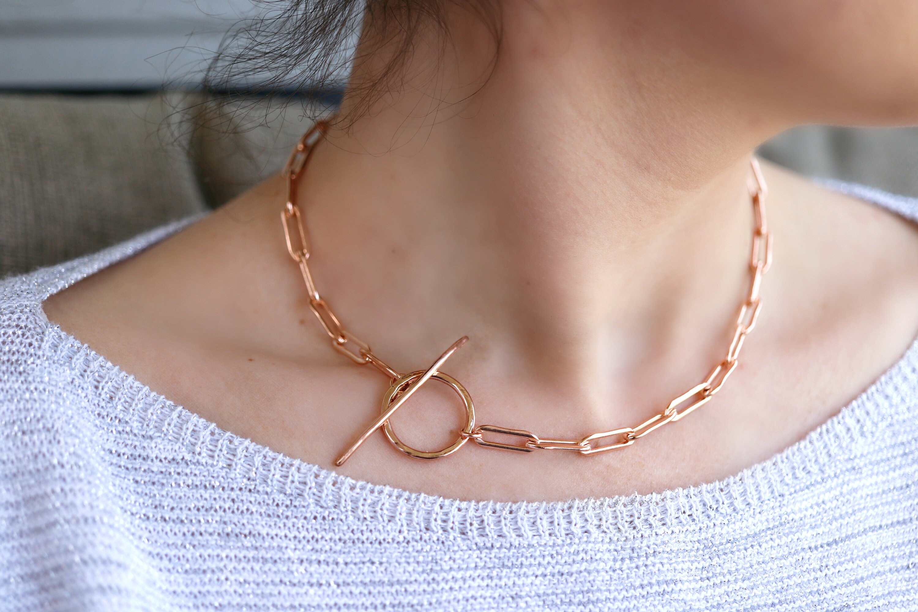 Rose Gold Chain Necklace Chunky Chain 