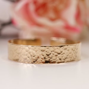 Wide Cuff Bracelet Gold Filled, Hammered Gold Cuff Bracelet, Personalized Bracelet Handmade Open Cuff, Statement Jewelry, Gift for Her