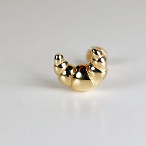 Croissant Flat Back Cartilage Earrings 14k Solid Gold, Food Stack Earrings, Internally Threaded Tragus Piercing, Gift For BFF