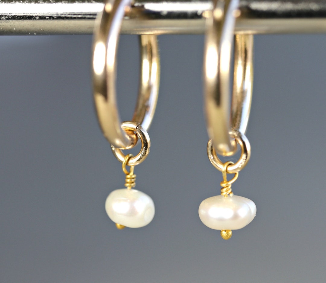 Pearl Earrings Hoop, Gold Filled Hoop Earrings With Pearl, Freshwater ...