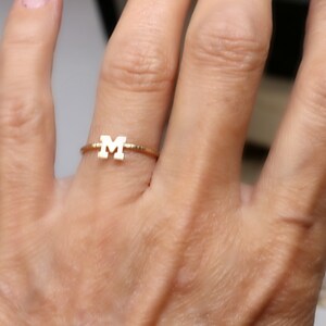 14k Gold Initial Ring, Solid 14k Gold Letter Ring, Personalized Jewelry ...