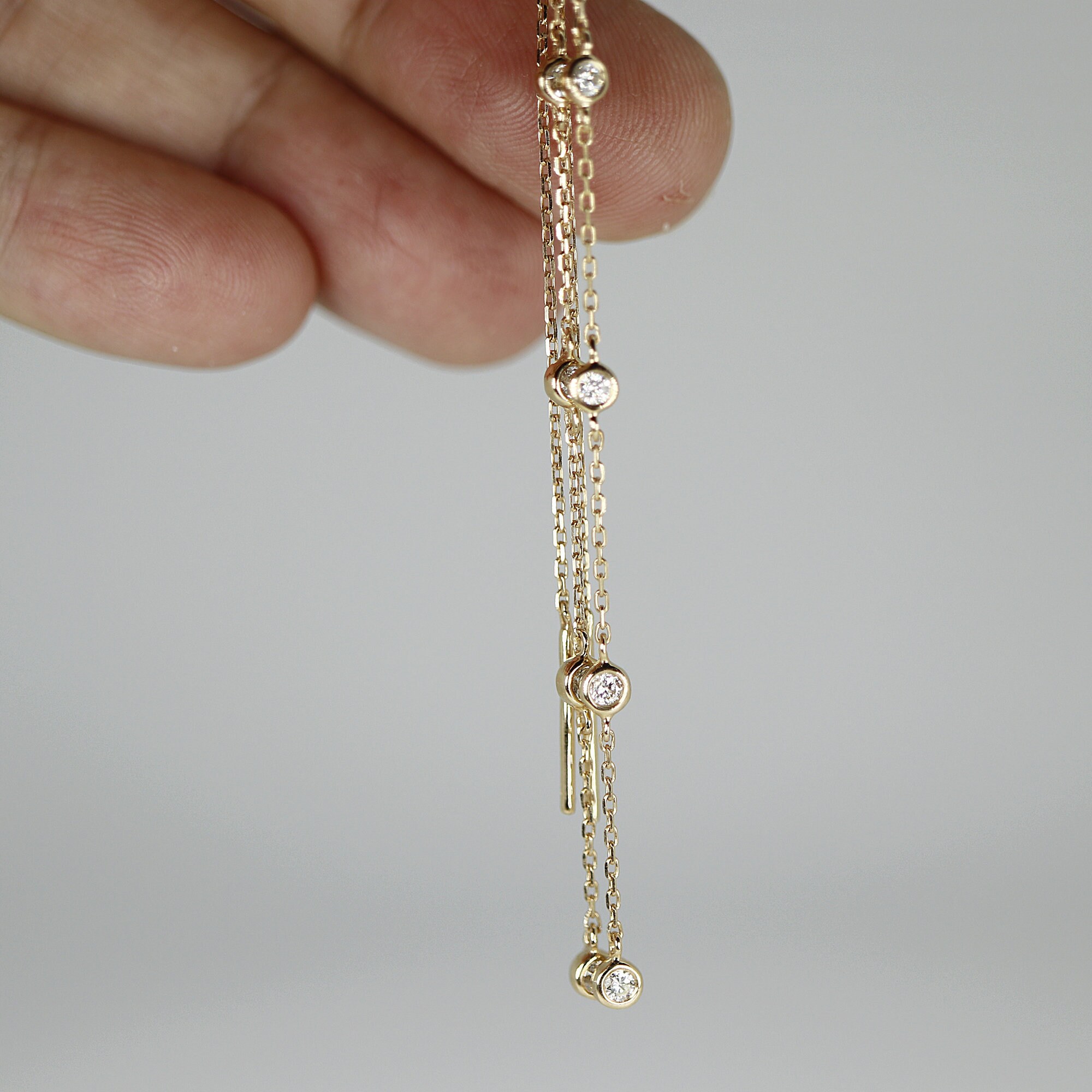 Yard Earrings 14k Gold Diamond Threader 
